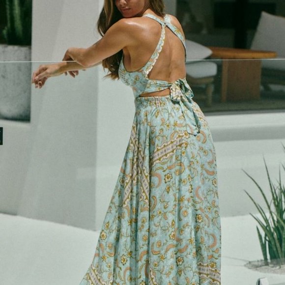 NEW! Anthropologie Abel the Label Floral Cut out Back Tie Maxi Dress, Size S - Picture 4 of 16